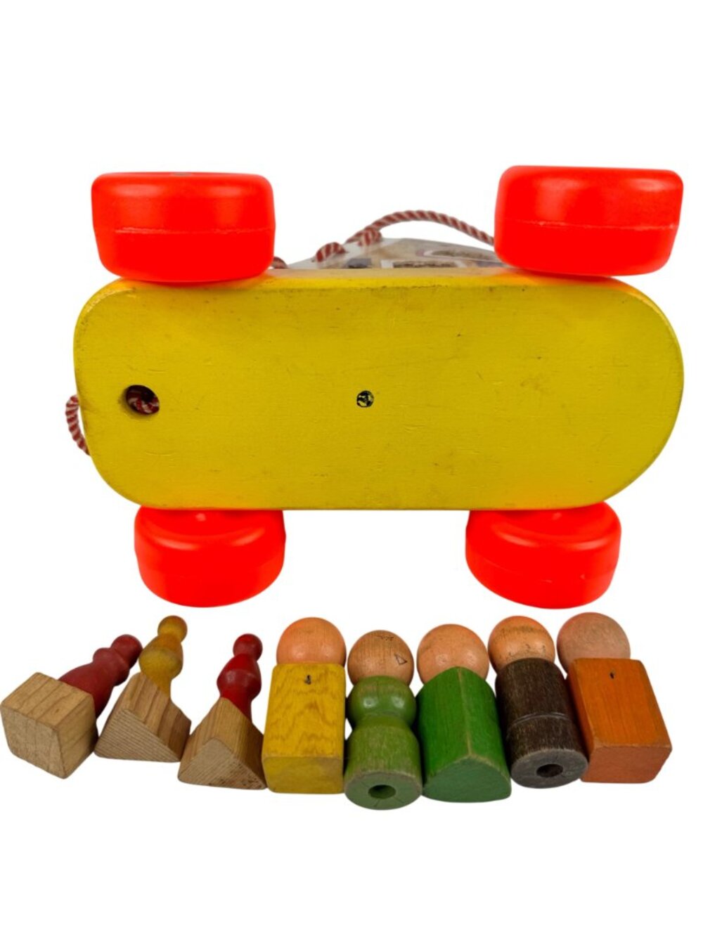 Playskool Wooden Pull Along Toy Shoe Lace Up People Figures 1970s Vtg Toddler - Picture 4 of 13